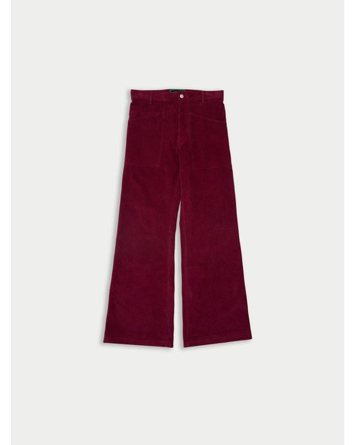 La Fetiche Red Neil Highwaisted Wide Leg Corduroy Pant