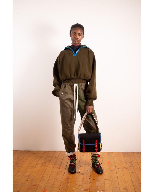 La Fetiche Green Walter Surplus Hand-Patched Cotton Jogging Pants