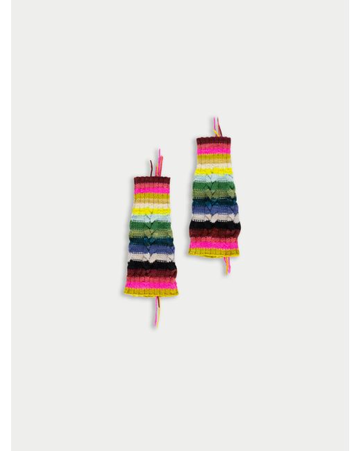 La Fetiche White Aimee Handknitted Striped Leg Warmers