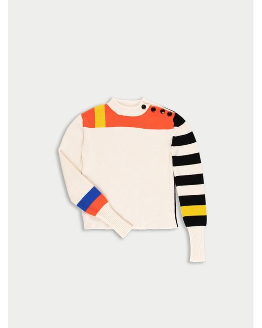 La Fetiche White Bettina Bauhaus Styled Knit Sweater
