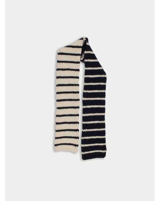 La Fetiche White Polly Jean Hand Knitted Striped Scarf