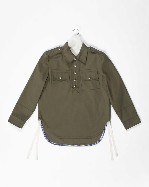 La Fetiche Green Ali Cotton Panama Workwear Over-Shirt