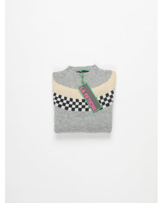La Fetiche Gray Nova Fairisle Shetland Sweater