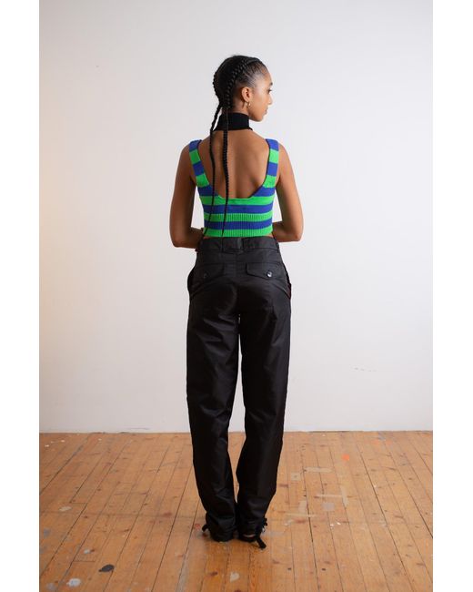La Fetiche Blue Josephine Striped Knitted Bralette Top
