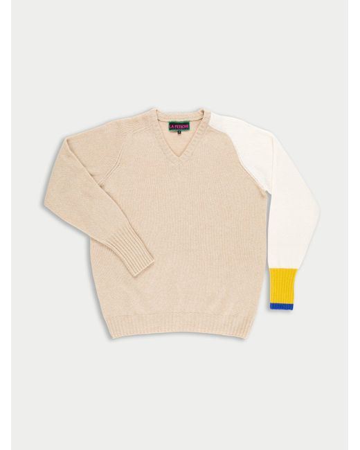La Fetiche Natural Oskar Oversized V-Neck Lambswool Sweater
