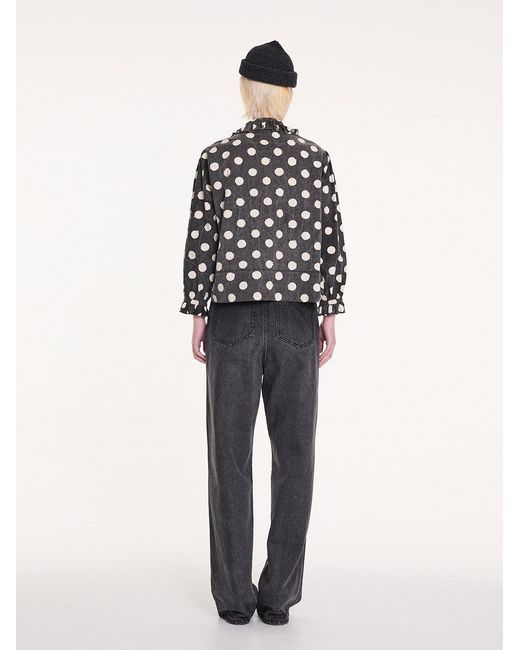 La Fetiche Black Jane Spot Printed Cotton Blouse