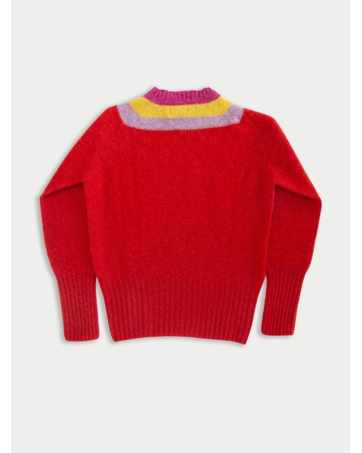 La Fetiche Red Sophie Brushed Crew Neck Sweater