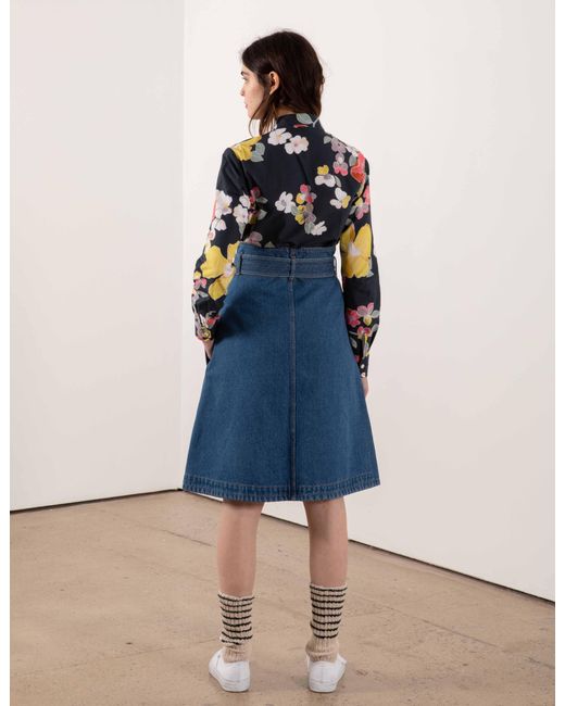 La Fetiche White Tasha Poppy Printed Cotton Voile Shirt With And Gingham Cuff Details