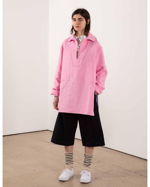 La Fetiche Pink Andre Scottish Hand Dyed Linen Overshirt