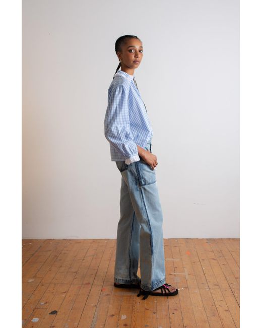 La Fetiche Blue Jane Gingham Cotton Blouse