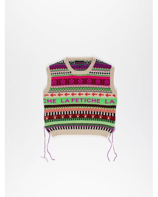 Women's White Hazel Logo Fairisle Jumper Vest