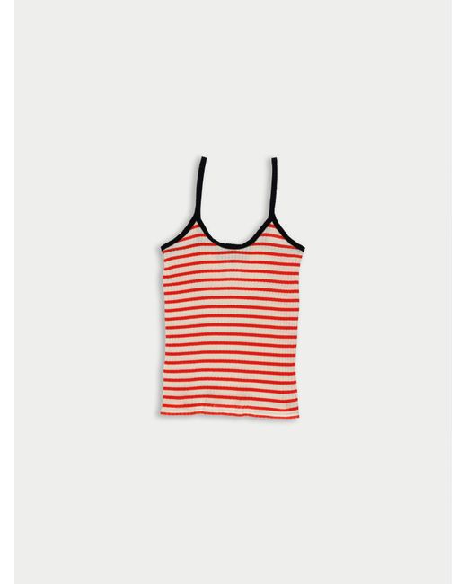 La Fetiche Red Jade Striped Fine Weight Ribbed Cami Top