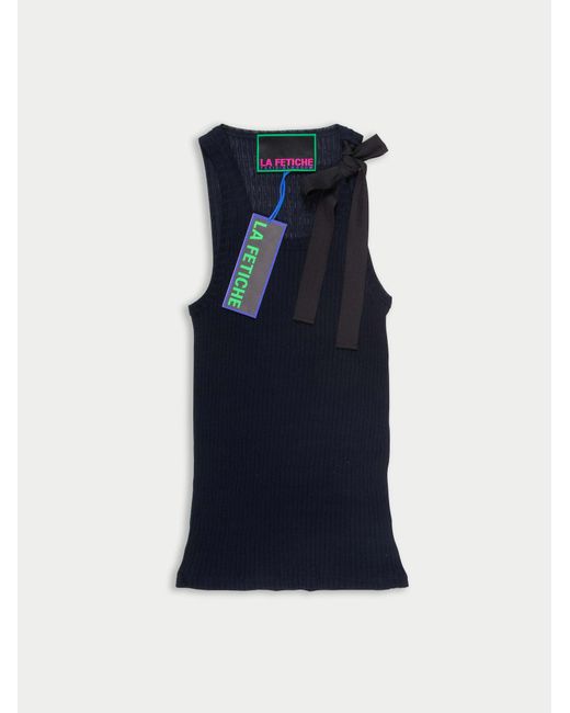 Women's Blue Jean-Pierre Army Tank With Bow Detail