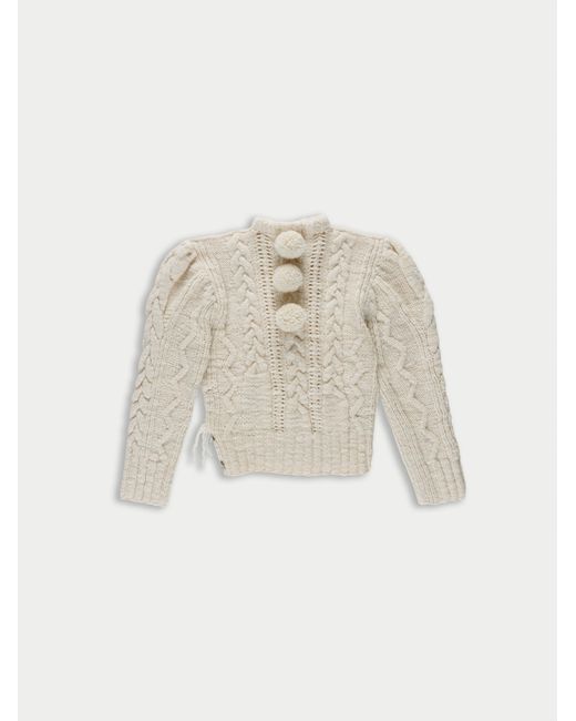 La Fetiche Natural Arletty Handknitted 'Pompom' Sweater