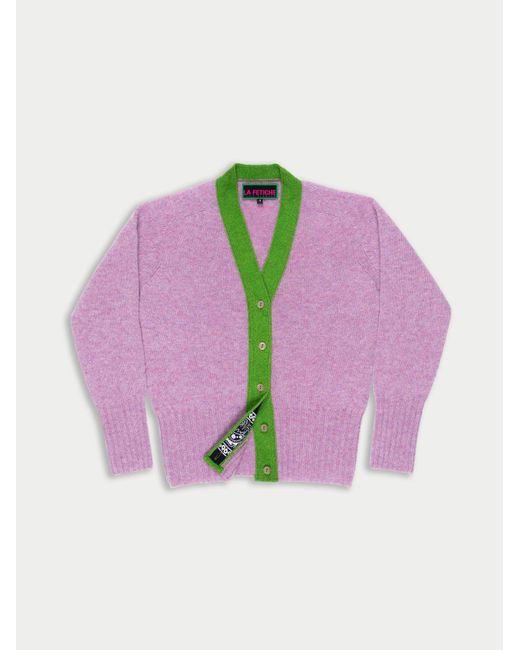 La Fetiche Pink Jordan Contrast V-Neck Cardigan