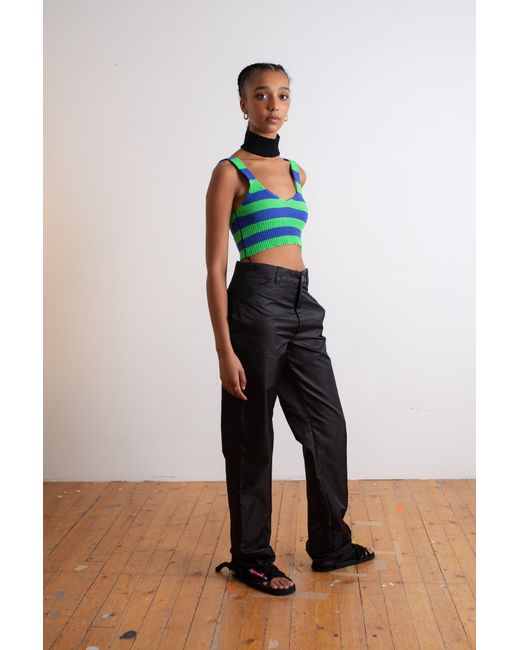 La Fetiche Blue Josephine Striped Knitted Bralette Top
