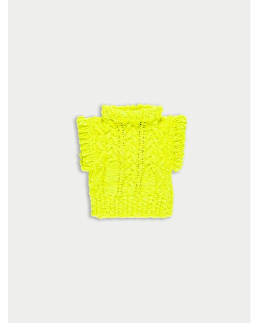 Women's Yellow Alma Chunky Hand Knitted Cable Jumper Vest