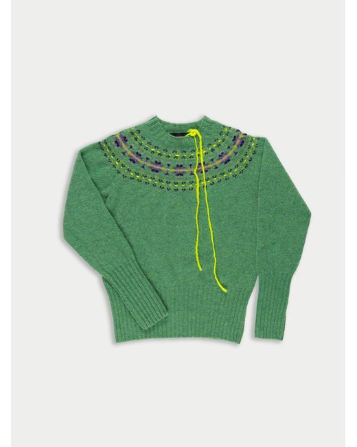 La Fetiche Green Barbara Traditional Crafted Fairisle Sweater
