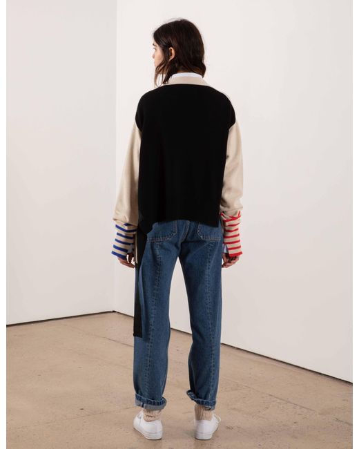 La Fetiche Natural Loulou Hand Framed And Hand Finished Menswear Cardigan With Graphic Styling And Punk Side Ties