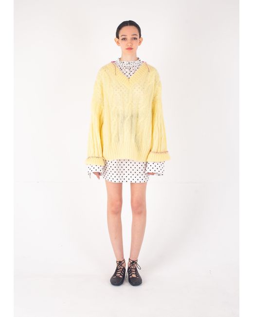 La Fetiche Yellow Rory V-Neck Sweater