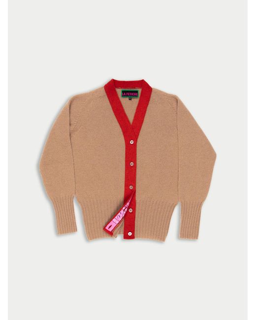 La Fetiche Pink Jordan Contrast V-Neck Cardigan