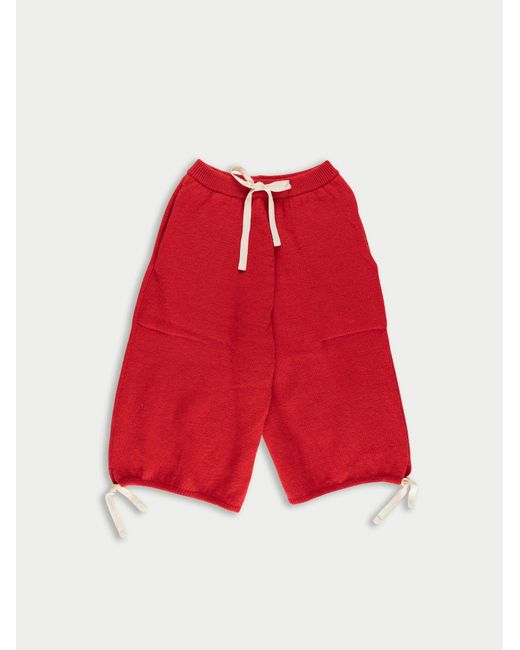 La Fetiche Red Alistair Oversized Knitted Skate Shorts