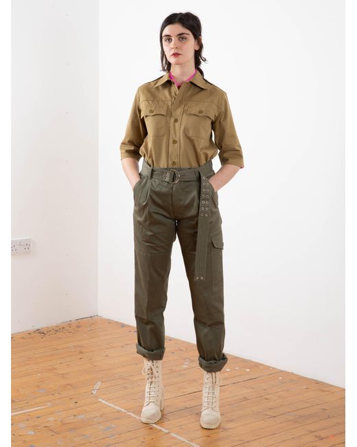 La Fetiche Green Emmanuelle Cotton Utility Trousers