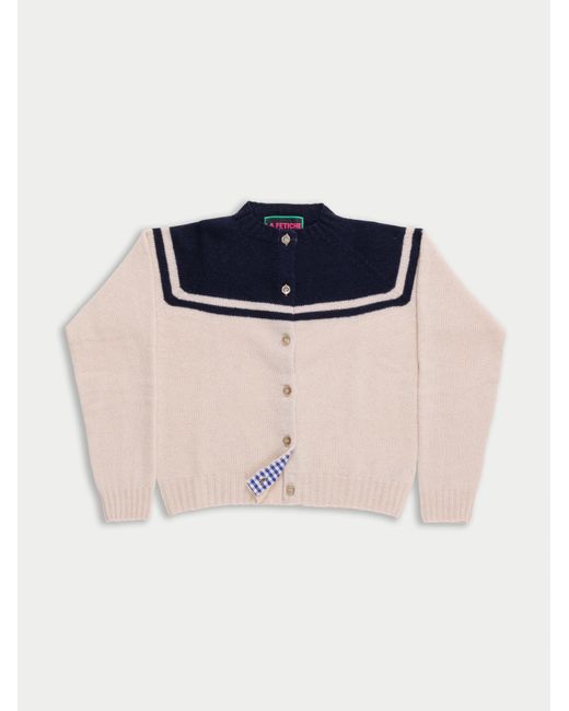 La Fetiche Blue Maar Crew Neck Cardigan