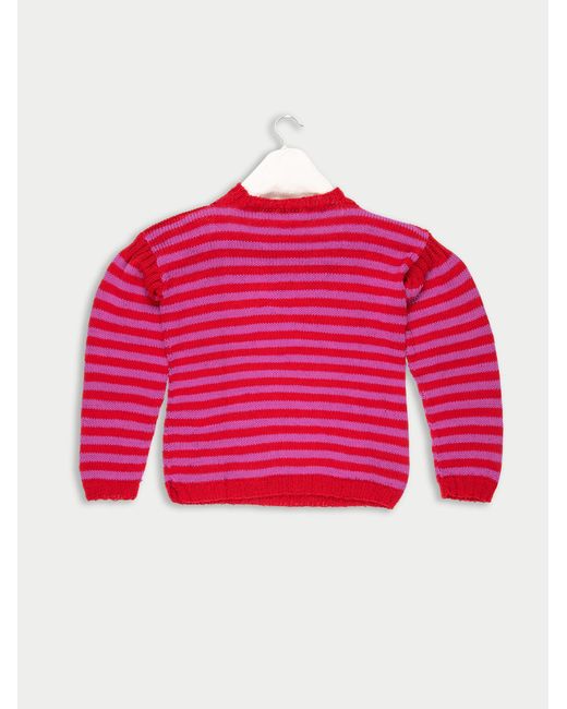 La Fetiche Red Jacno Hand Knitted Striped Sweater