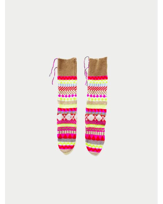 La Fetiche Red Tilda Fairisle Knitted Socks