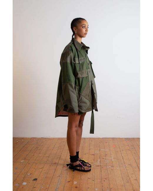 La Fetiche Green Claire Oversized Workwear Shirt Jacket