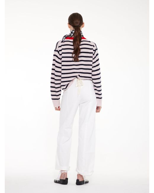 La Fetiche Red Olga Striped Crew Neck Sweater