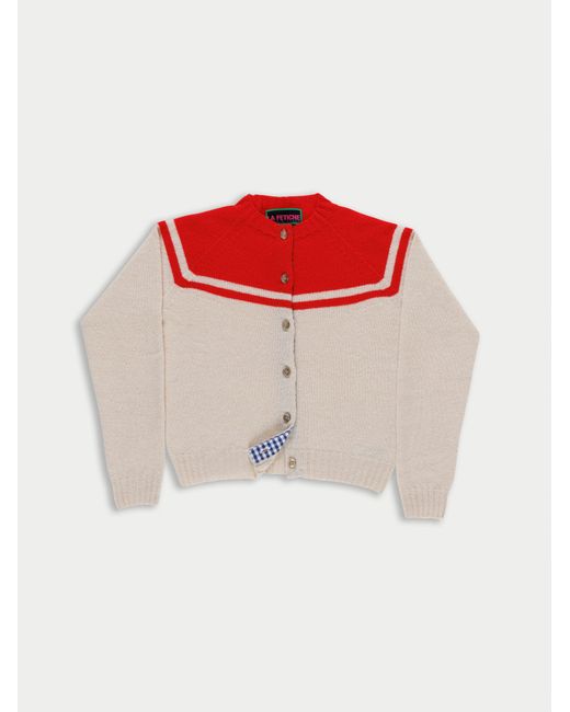 La Fetiche Red Maar Crew Neck Cardigan