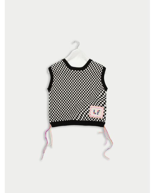 La Fetiche Black Riley Optic Jacquard Sleeveless Sweater