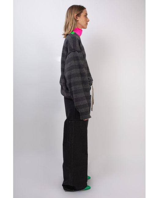 La Fetiche Black Leslie Oversized Loose Fit Striped Sweater