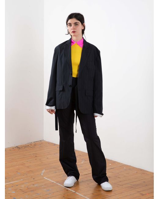 La Fetiche Blue Annie Pinstriped Menswear Tailored Jacket