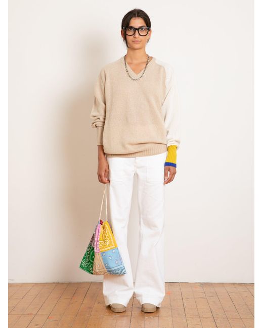 La Fetiche Natural Oskar Oversized V-Neck Lambswool Sweater