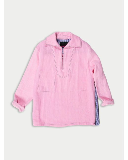 La Fetiche Pink Andre Scottish Hand Dyed Linen Overshirt
