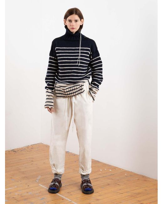 La Fetiche White Walter Corduroy Jogging Pants With Waist Tie Detail And Cotton Turnup