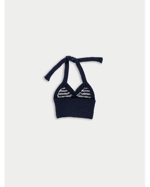 La Fetiche Blue Lucia Hand-Knitted Halterneck Bralette