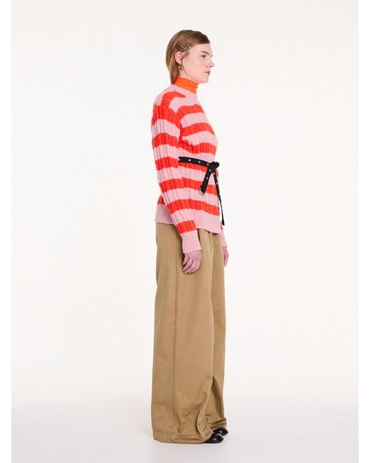 La Fetiche White Kurt Striped Cable Sweater