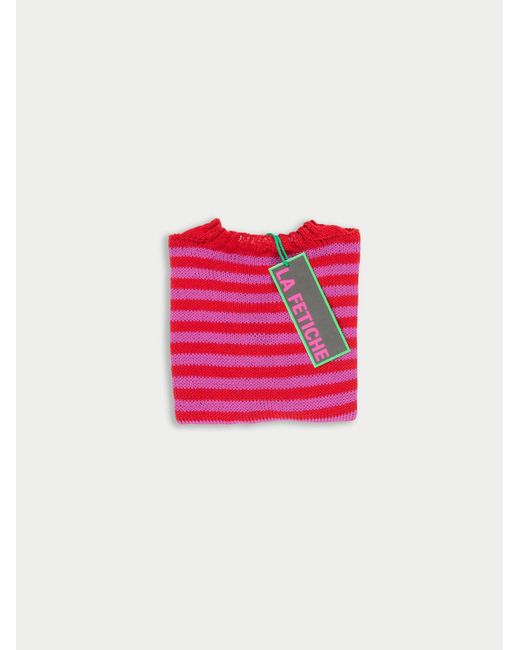 La Fetiche Red Jacno Hand Knitted Striped Sweater