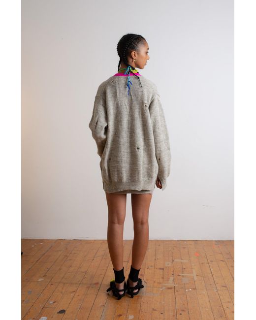 La Fetiche White Jojo Mistake Stitch Menswear Style Cardigan