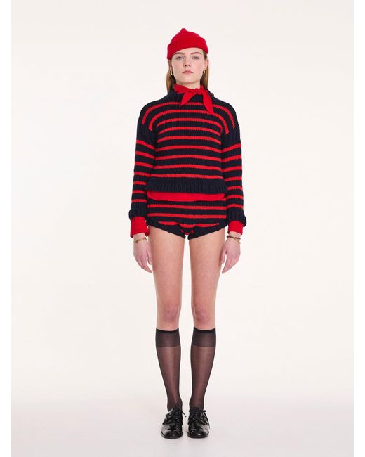 La Fetiche Red Sasha Handknitted Sailor Sweater