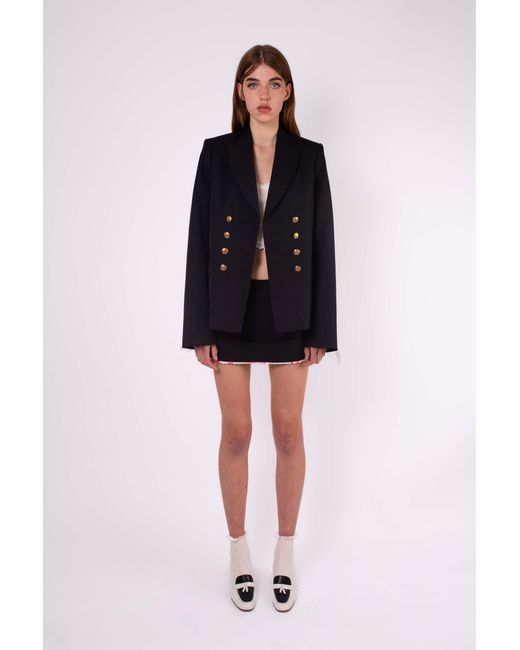 La Fetiche Blue Ray Double Breasted Tailored Blazer Jacket
