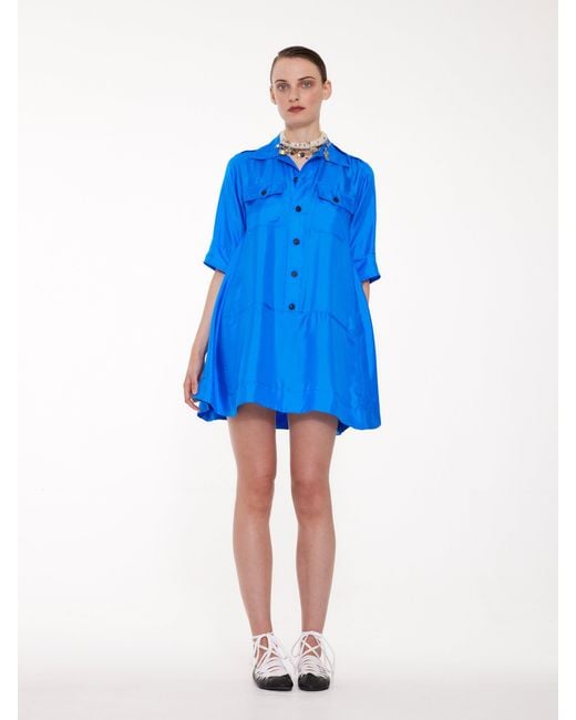 La Fetiche Blue Alicia Silk Utility Mini Dress