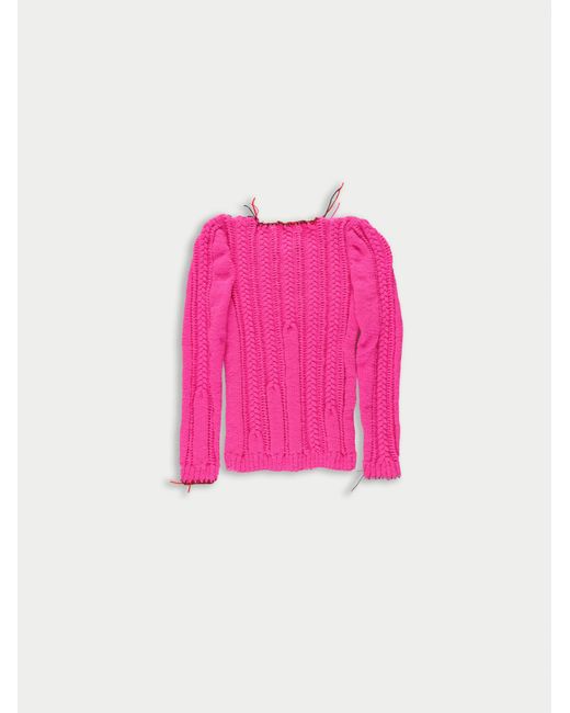 La Fetiche Pink Ivy Handknitted Cable Sweater