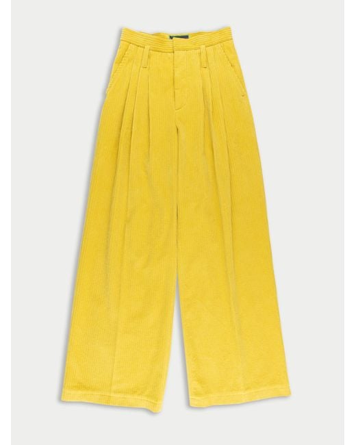 La Fetiche Yellow Angie Highwaisted Pleated Trousers