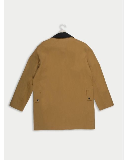 La Fetiche Natural Yoko Traditional Waterproof Cotton Rubber Bonded 3„4 Length Trench Coat, Hand Finished Glued Seams