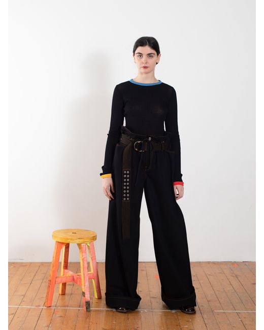 La Fetiche Black Moffitt Fine Weight Ribbed Top
